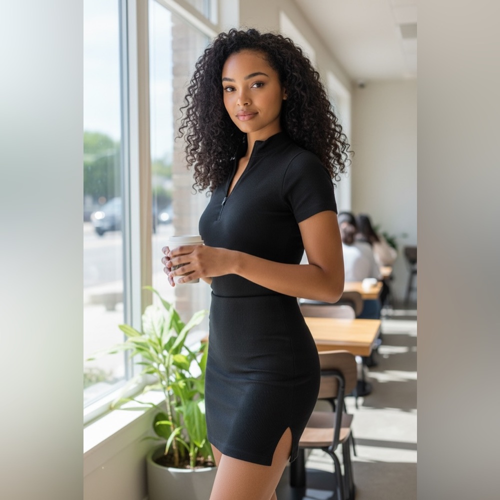 OQQ bodysuit and high waist mini skirt.